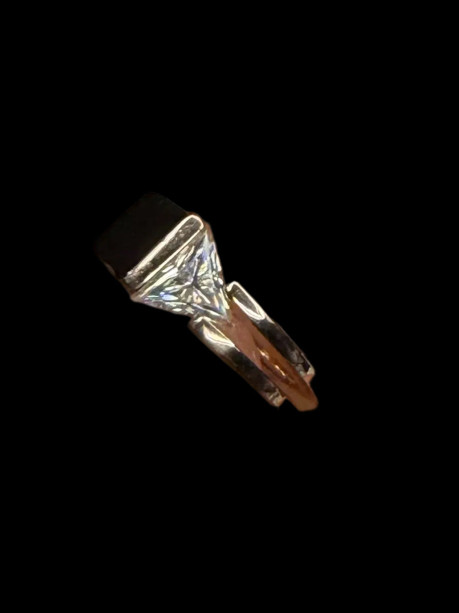 925 Silver Princess Cut Solitaire Ring (Size 6)