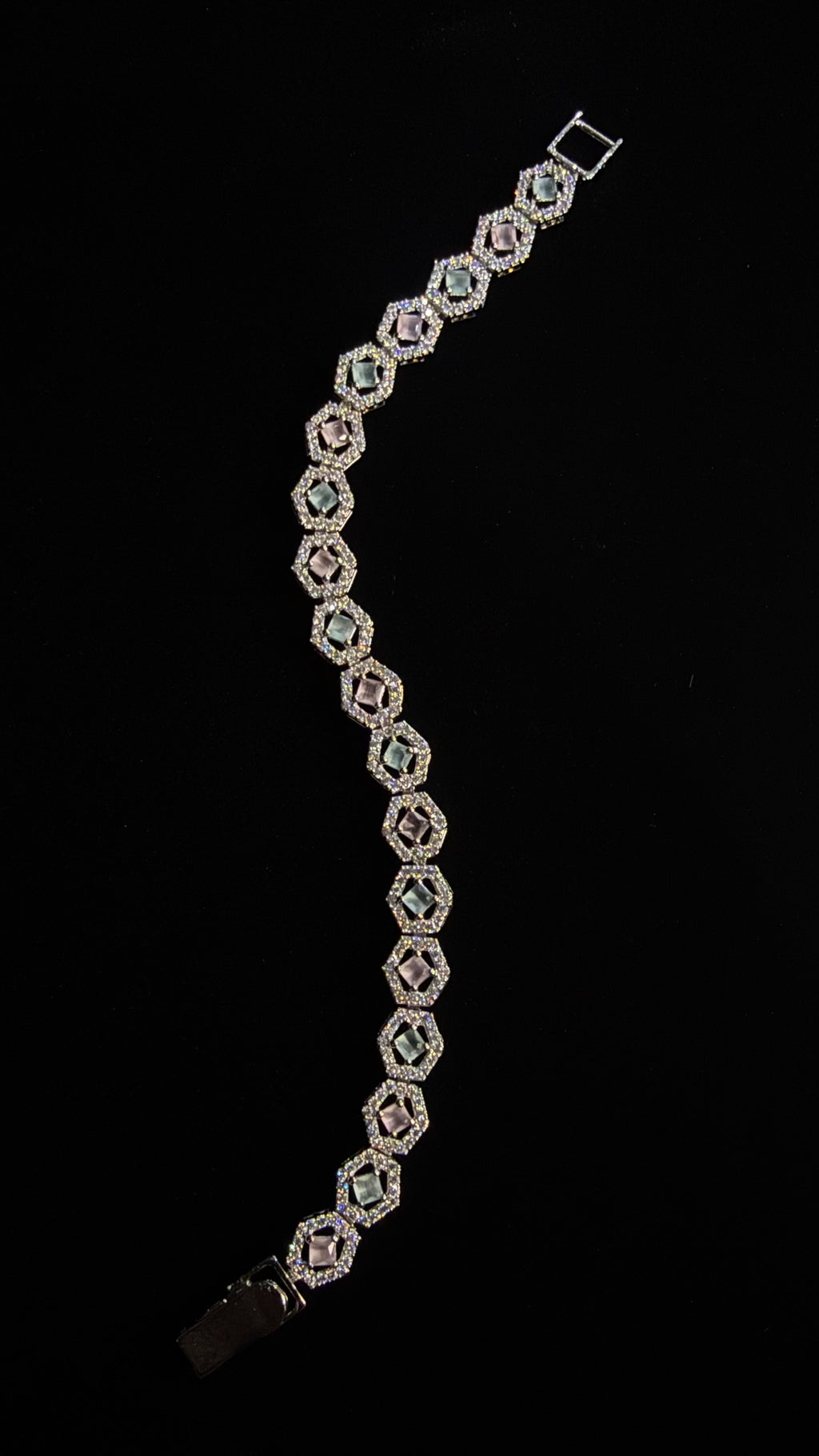 925 Silver Multi Stone Hexagon Bracelet – CZ Women’s Bracelet