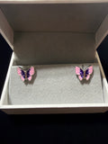 Butterfly Enamel Earrings in 925 Silver