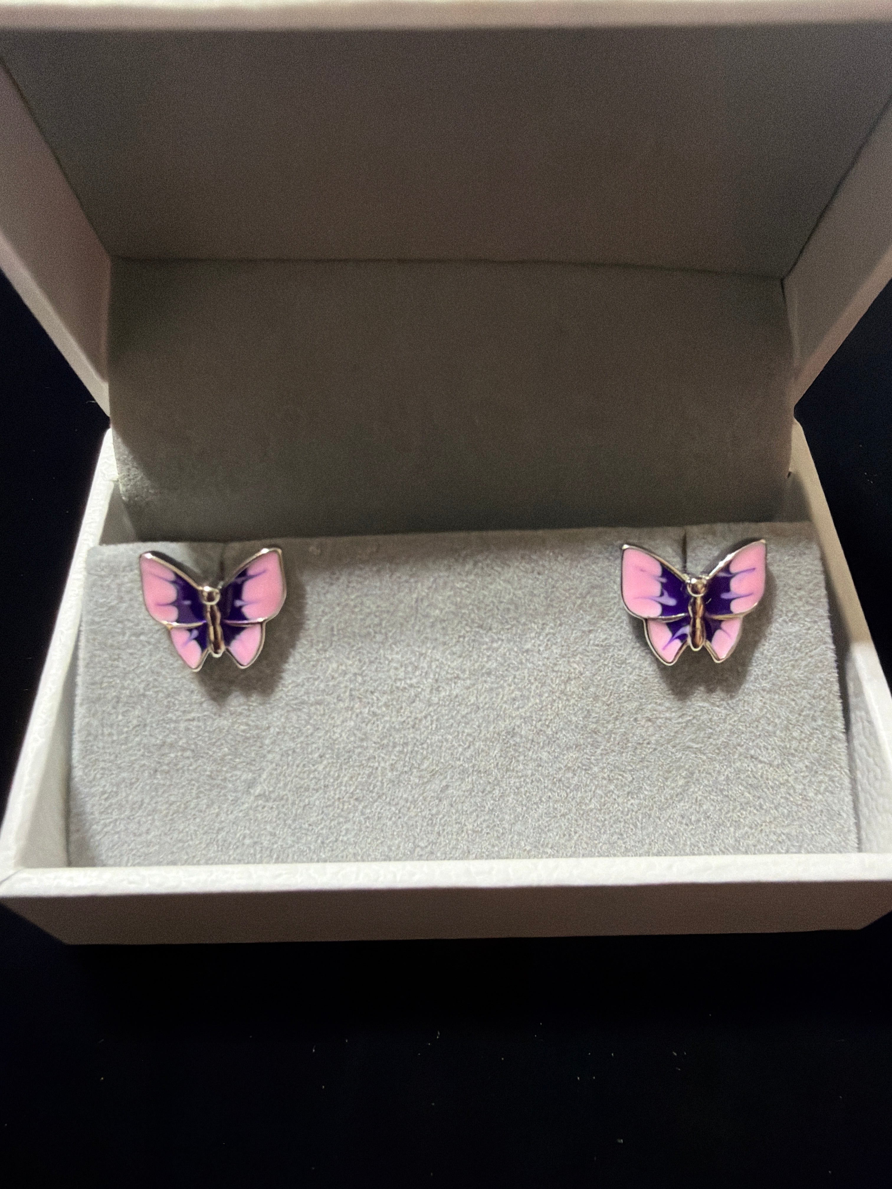 Butterfly Enamel Earrings in 925 Silver