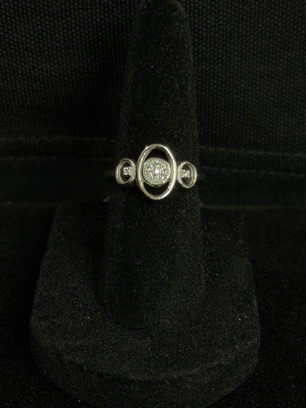 Triple Circle Ring in 925 Silver with CZ Stones (Size-7)