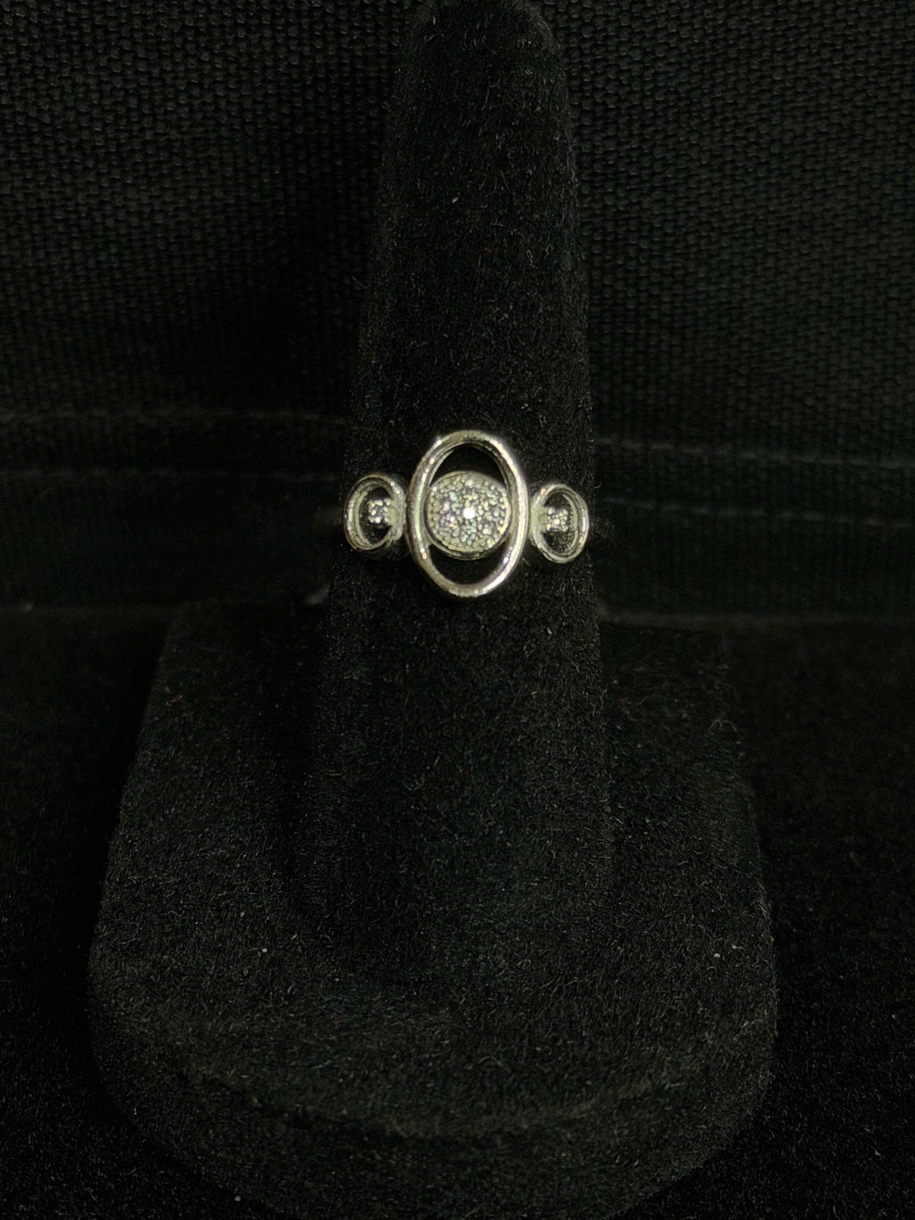 Triple Circle Ring in 925 Silver with CZ Stones (Size-7)
