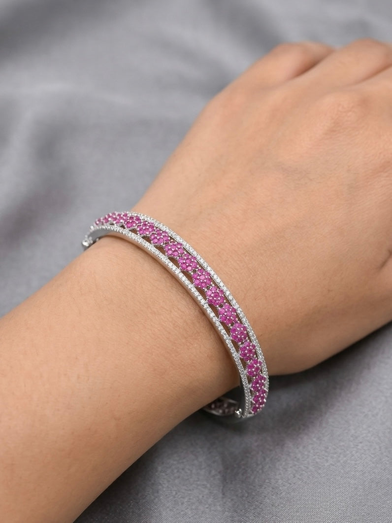 925 Silver Pink Stone Women’s Bangles Set