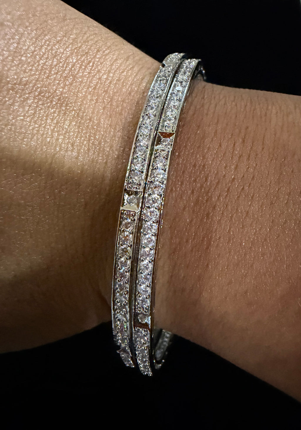 925 Silver CZ Women’s Bangle Set