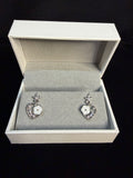 Heart Floral 925 Silver Drop Earrings with CZ Stones
