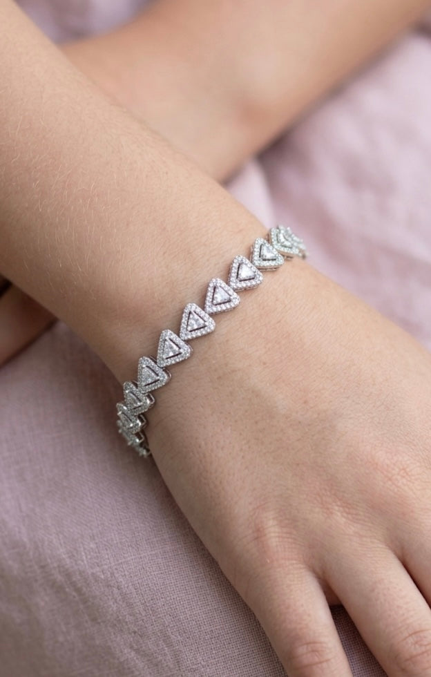 925 Silver Triangle Link Tennis Bracelet