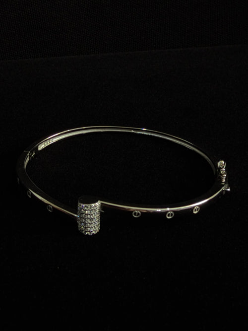 925 Silver Cartier Style Women’s Adjustable Lock Bracelet with CZ Stones