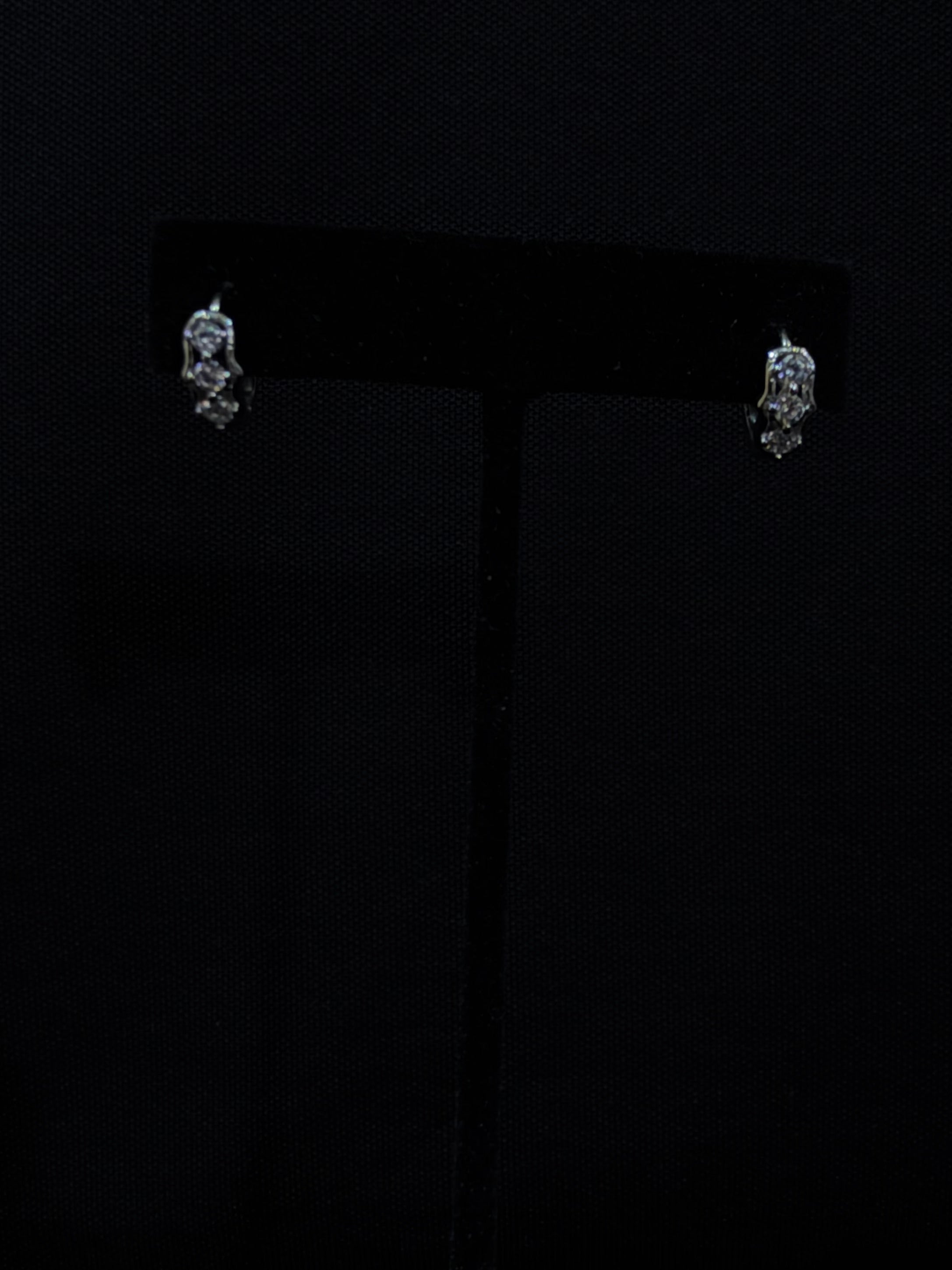 Floral Cluster 925 Silver Bali Earrings with CZ Stones