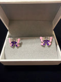 Butterfly Enamel Earrings in 925 Silver