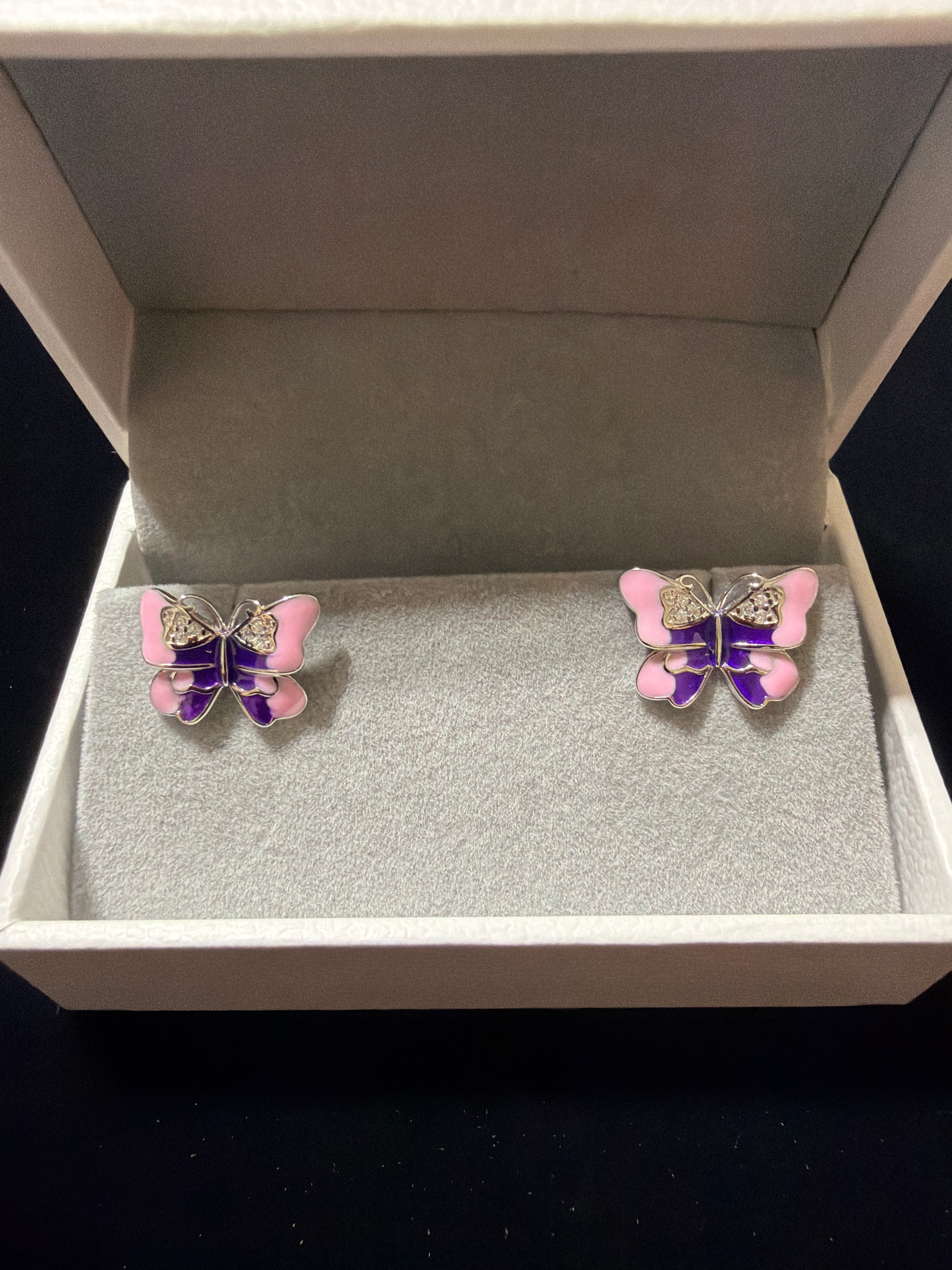 Butterfly Enamel Earrings in 925 Silver