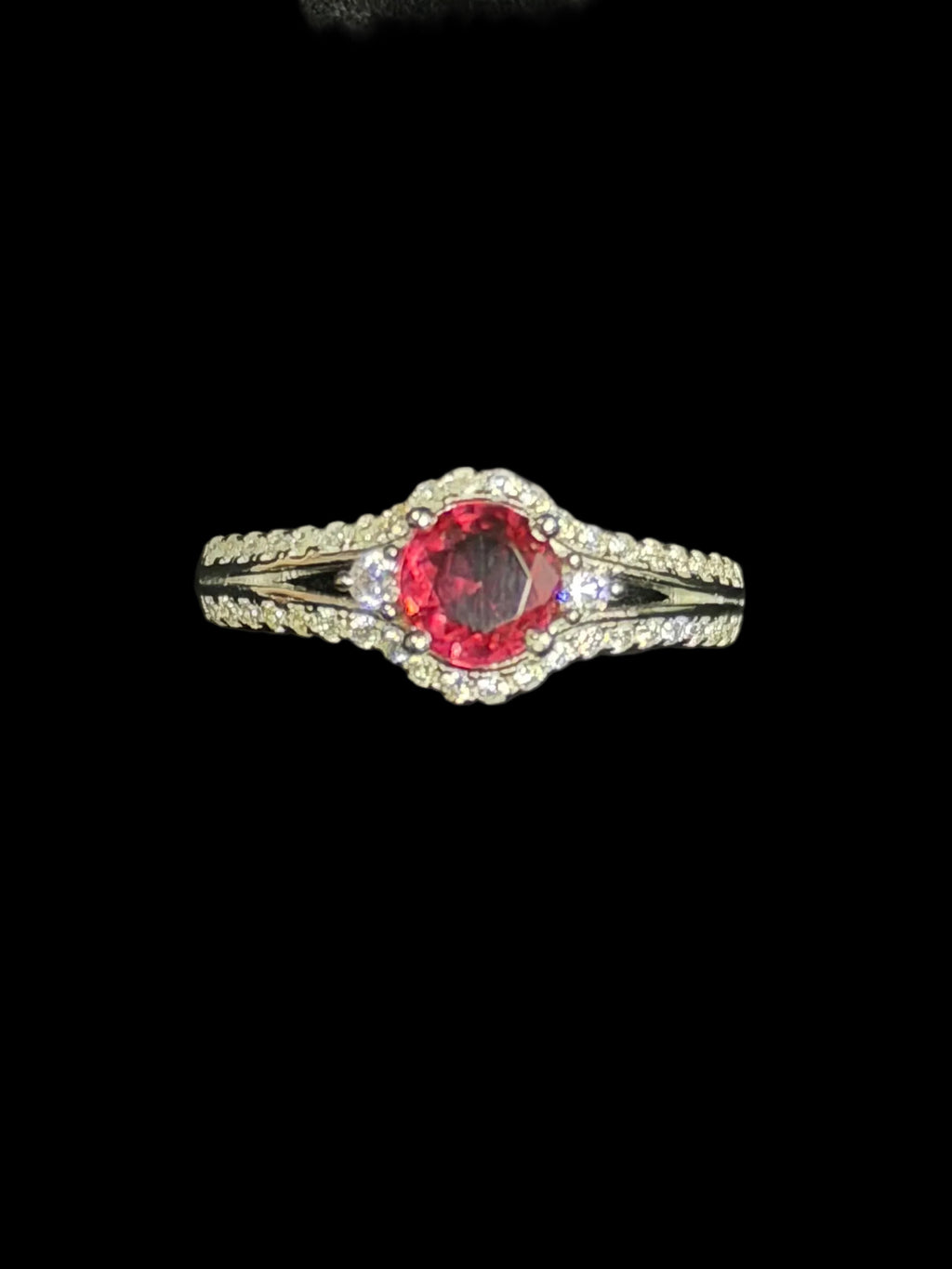 Ruby Halo Ring in 925 Silver (Size-8)