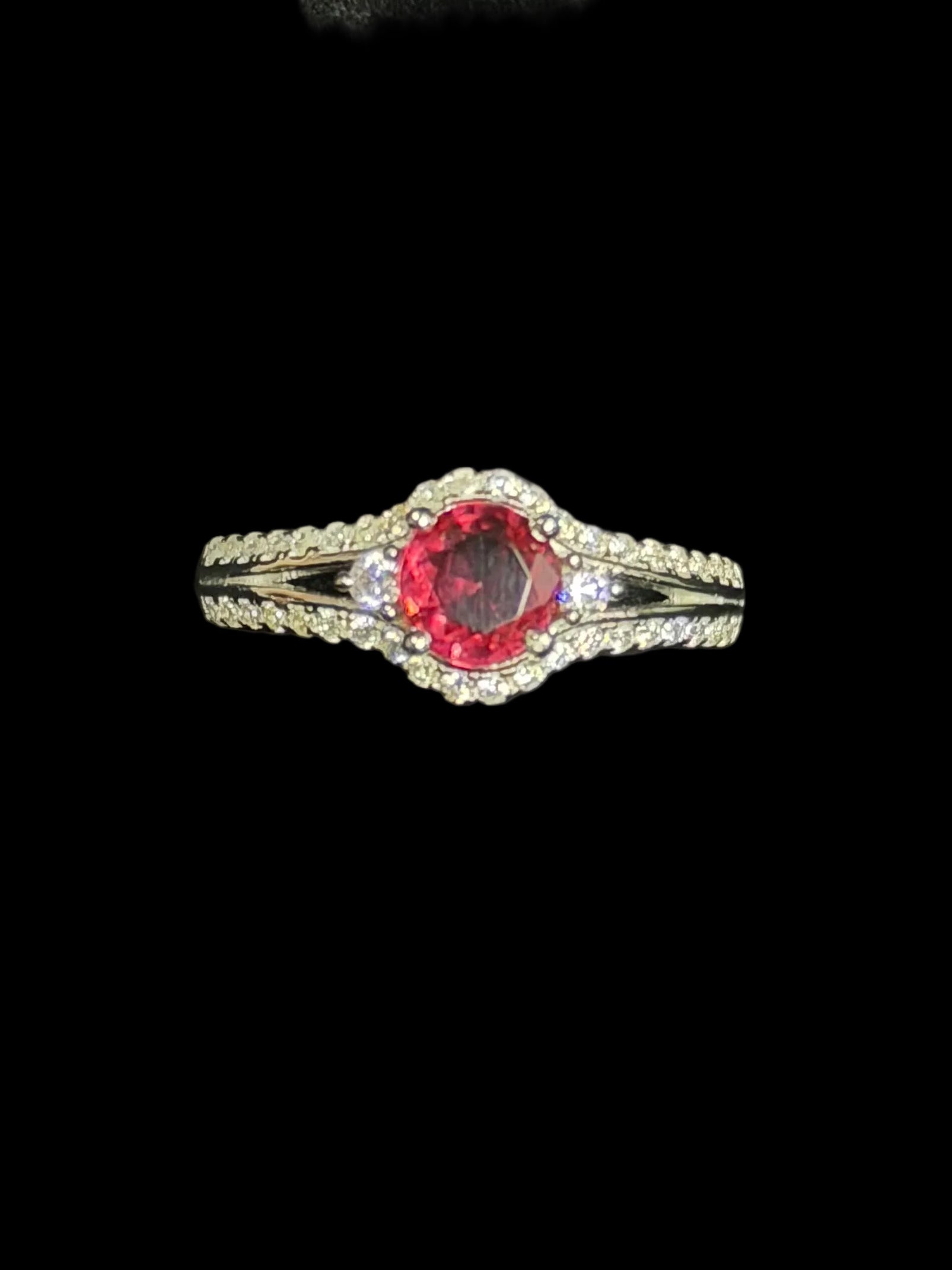Ruby Halo Ring in 925 Silver (Size-8)
