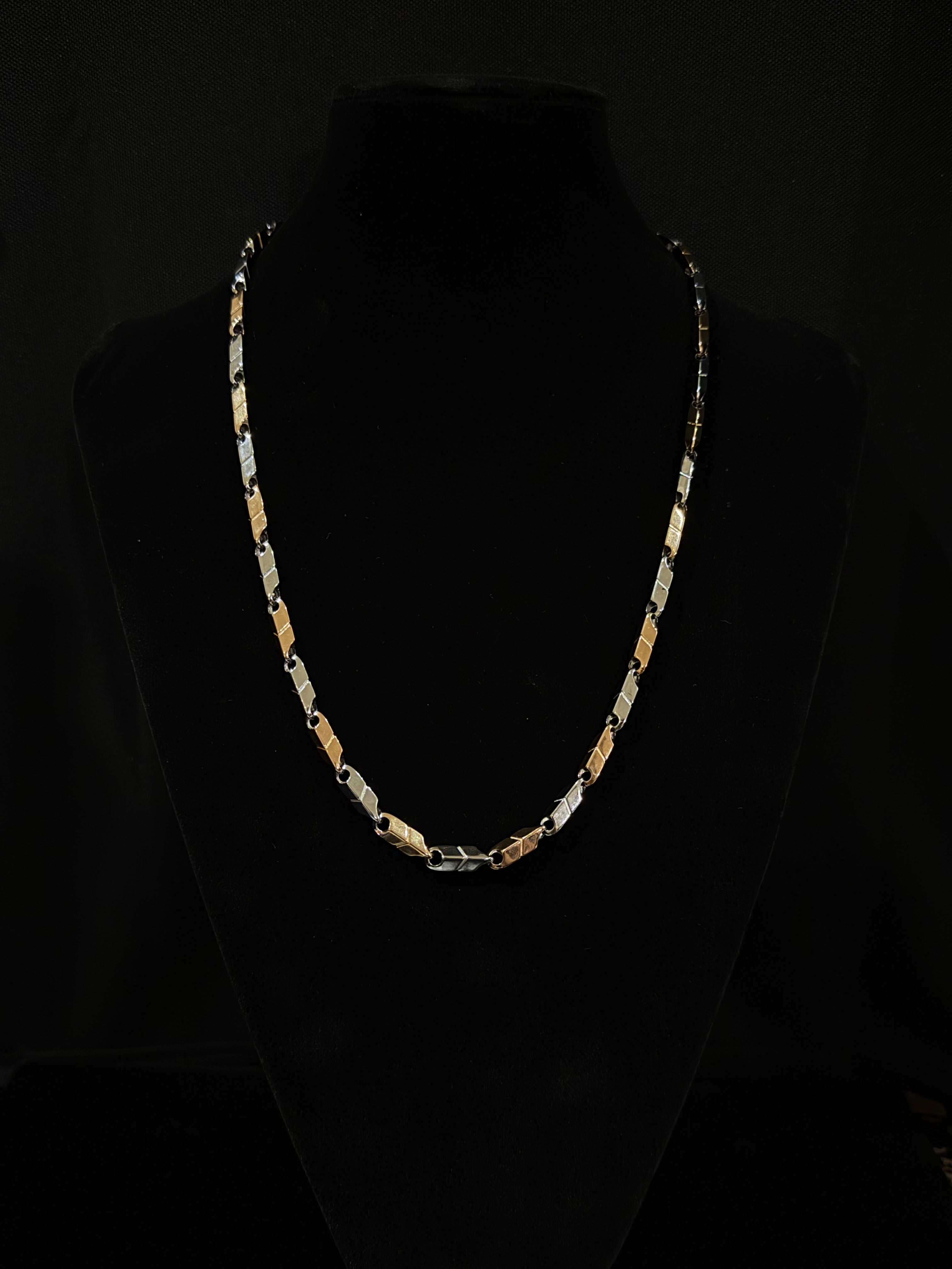 925 Silver Two Tone Hollow Cuban Chain | 22 inch
