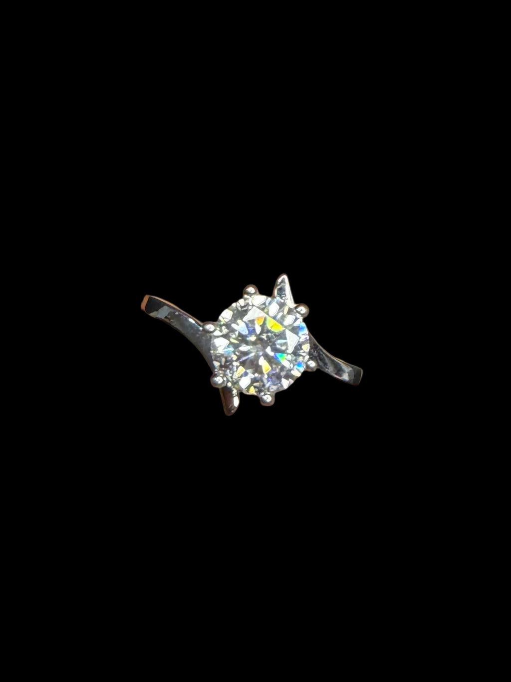 925 Silver VVS Moissanite Solitaire Ring (Size 6)