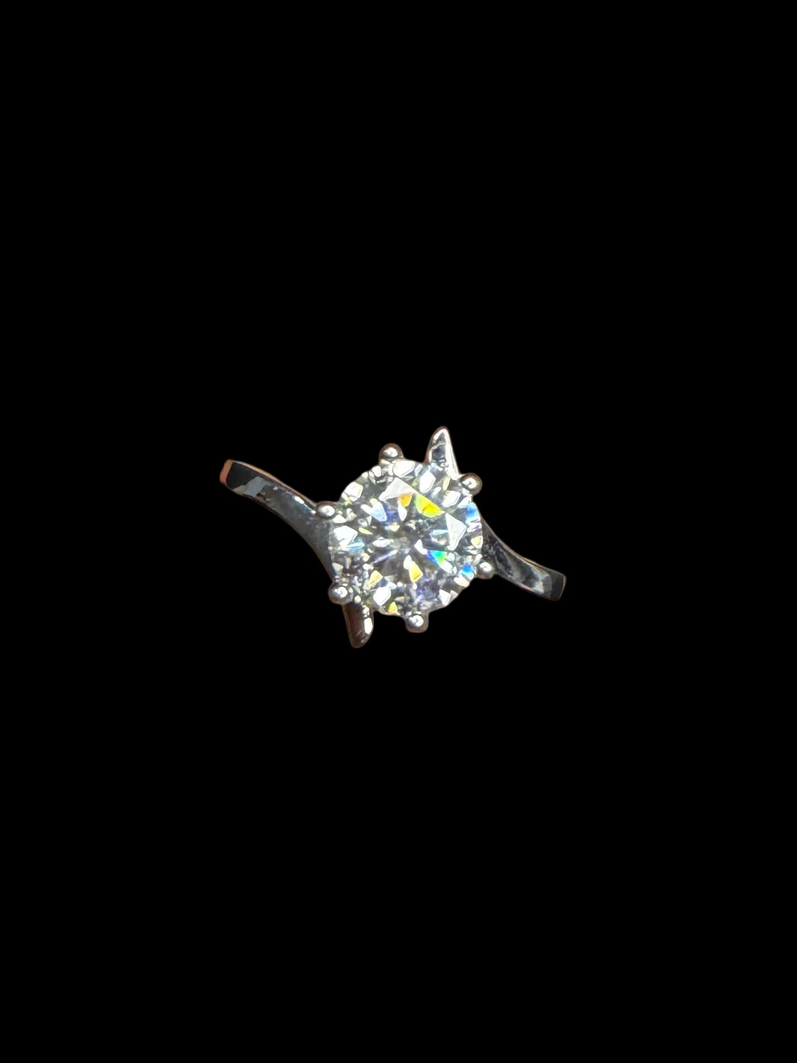 925 Silver VVS Moissanite Solitaire Ring (Size 6)