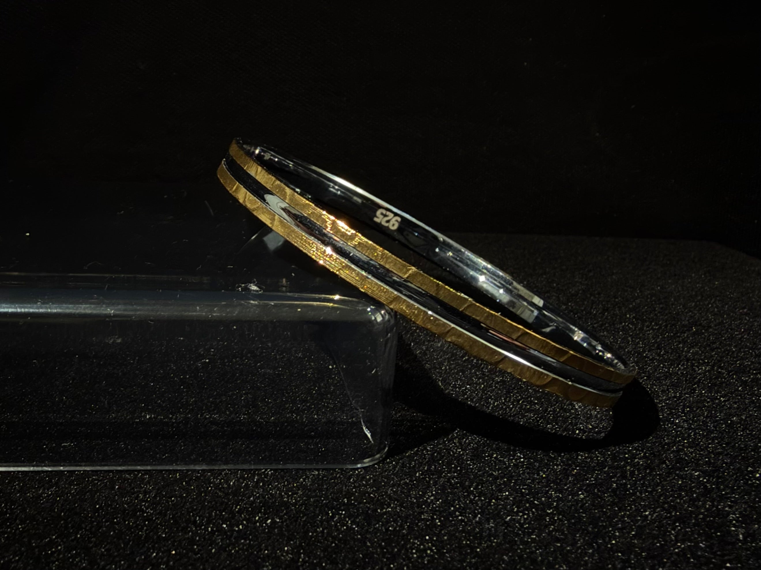 925 Silver with Gold Accents Men’s Kada