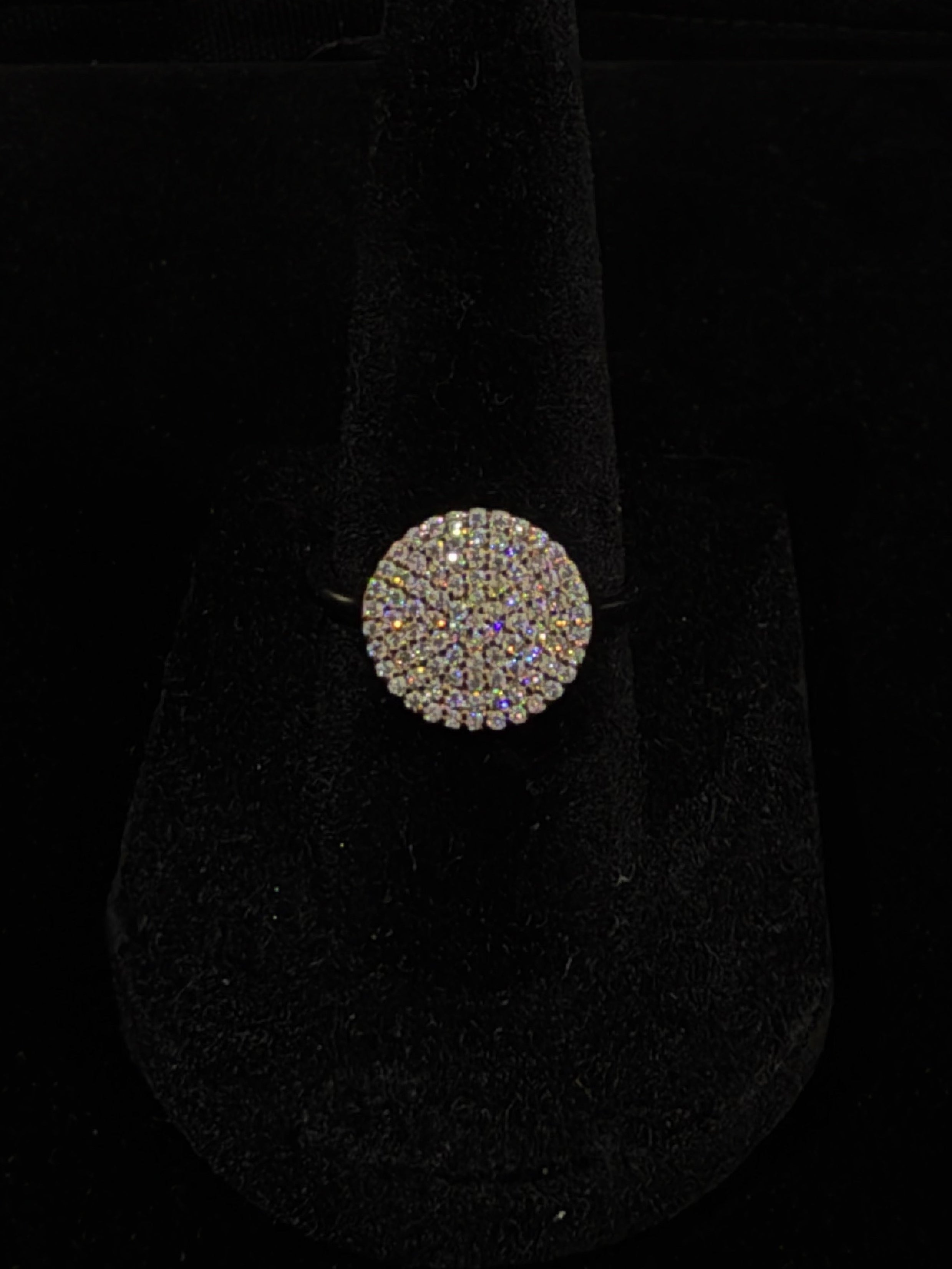 Pavé Halo Ring in 925 Silver (Size-8)