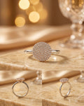 Pavé Halo Ring in 925 Silver (Size-8)