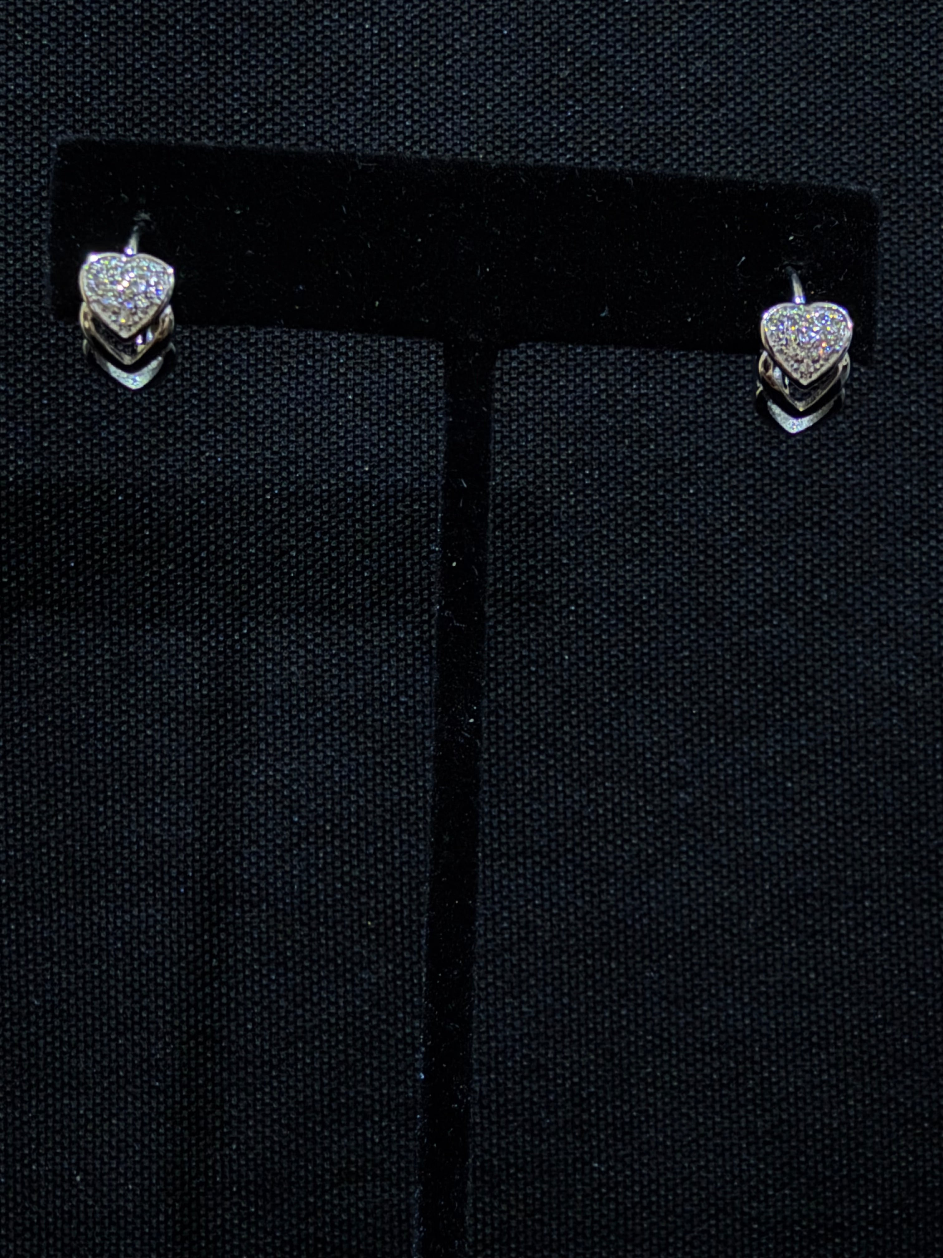 Heart Link 925 Silver Bali Earrings with CZ Stones