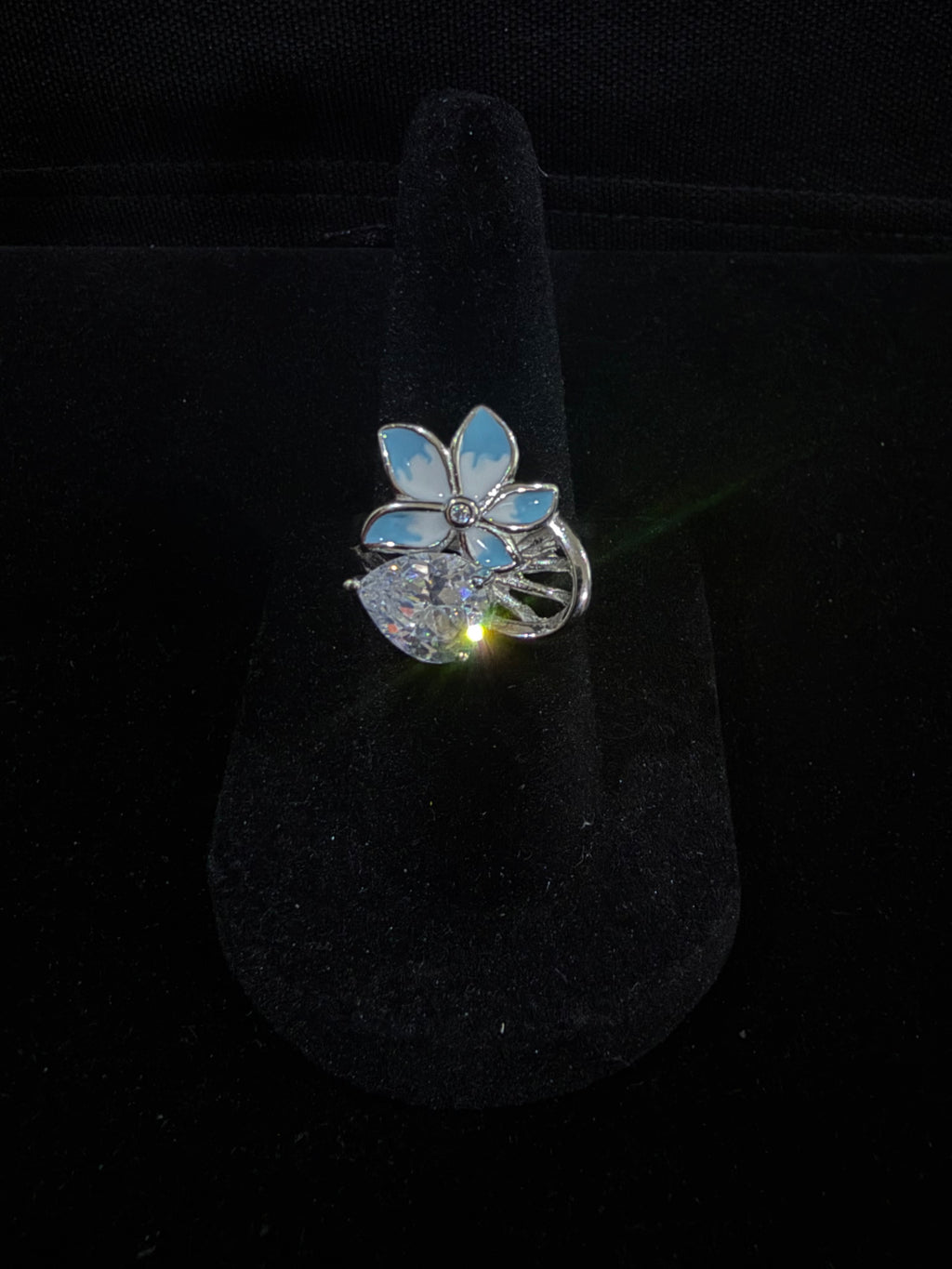 Floral CZ Ring in 925 Silver (Size-7)
