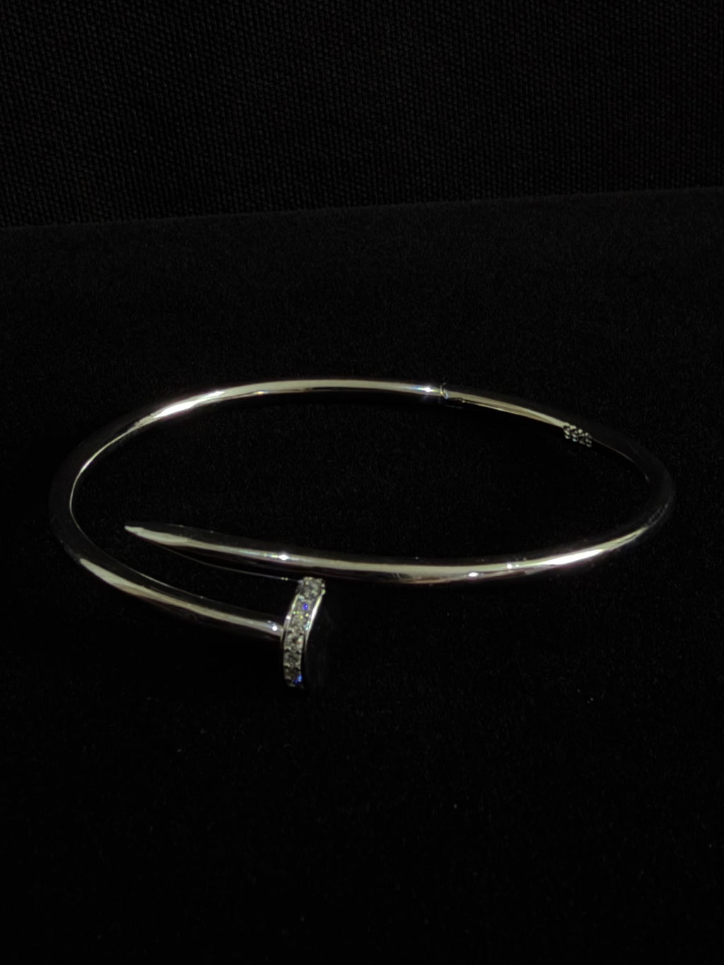 925 Silver Nail Lock Women’s Bracelet with CZ Stones