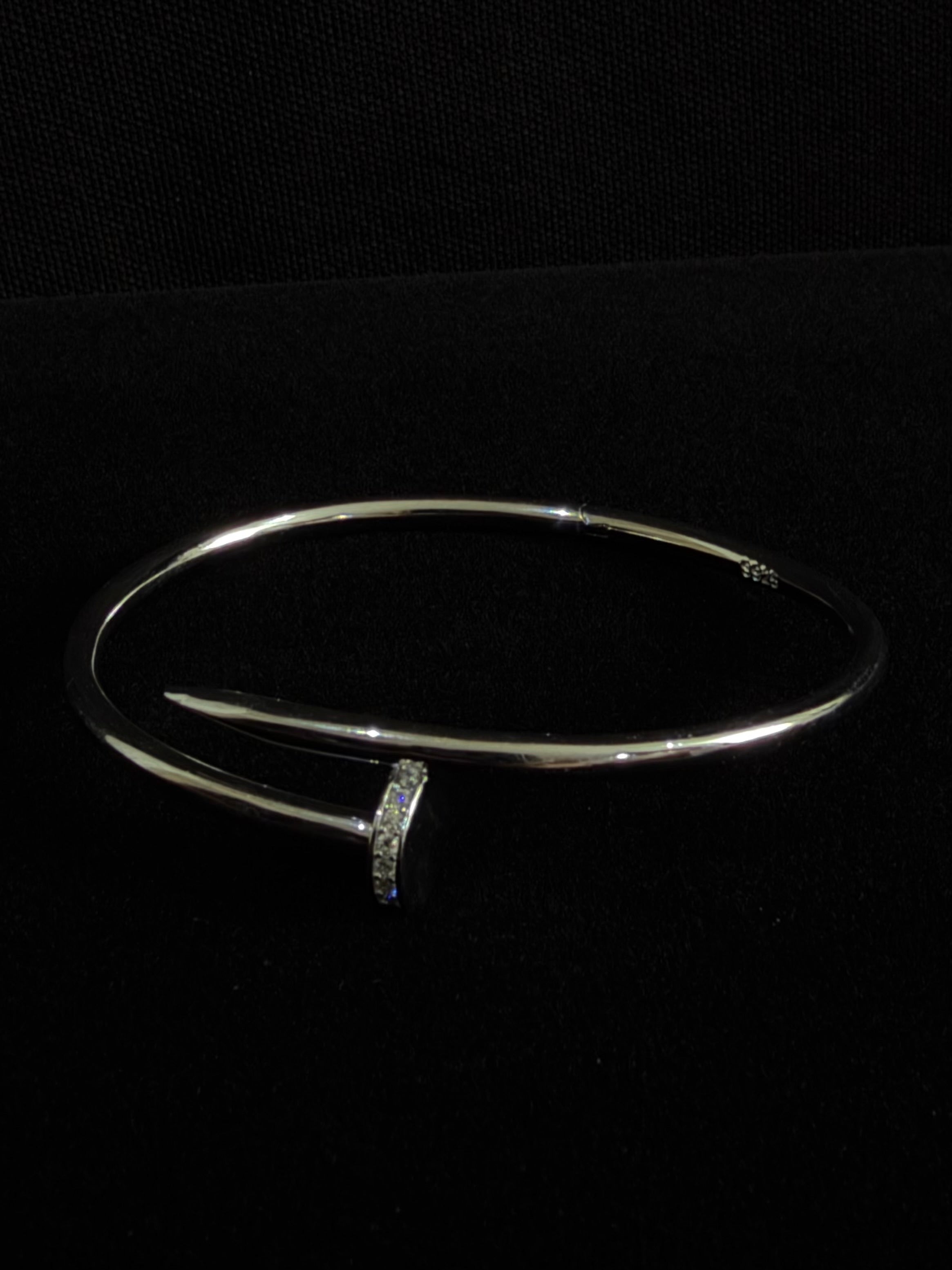 925 Silver Nail Lock Women’s Bracelet with CZ Stones