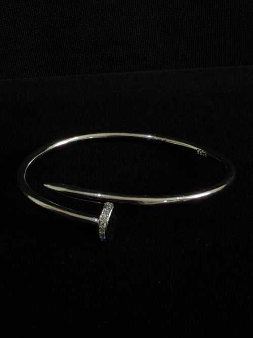 925 Silver Nail Lock Women’s Bracelet with CZ Stones