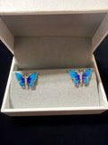 Butterfly Enamel Earrings in 925 Silver