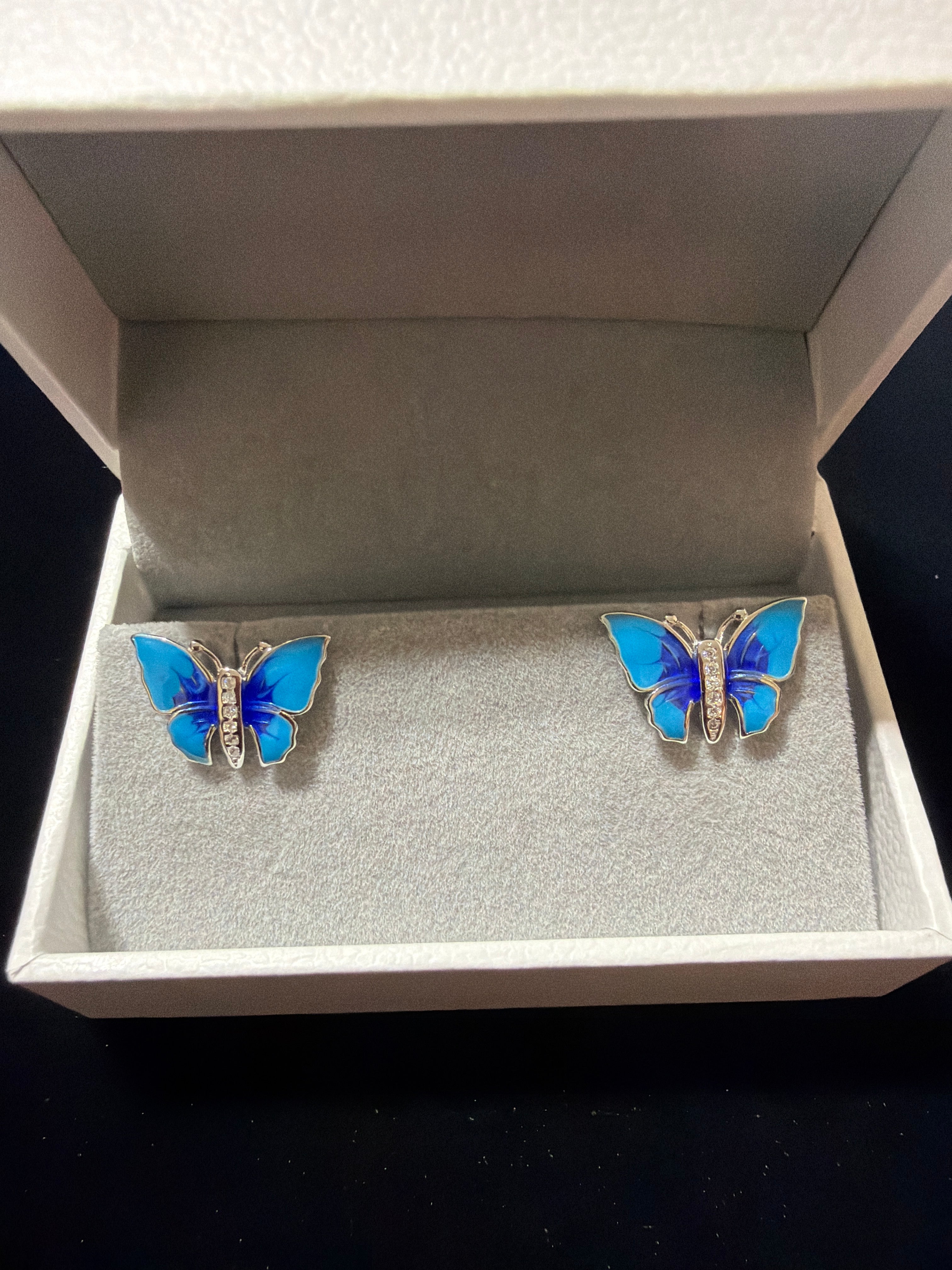 Butterfly Enamel Earrings in 925 Silver