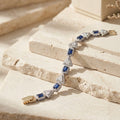 925 Silver Blue Stone Triangle Link Bracelet