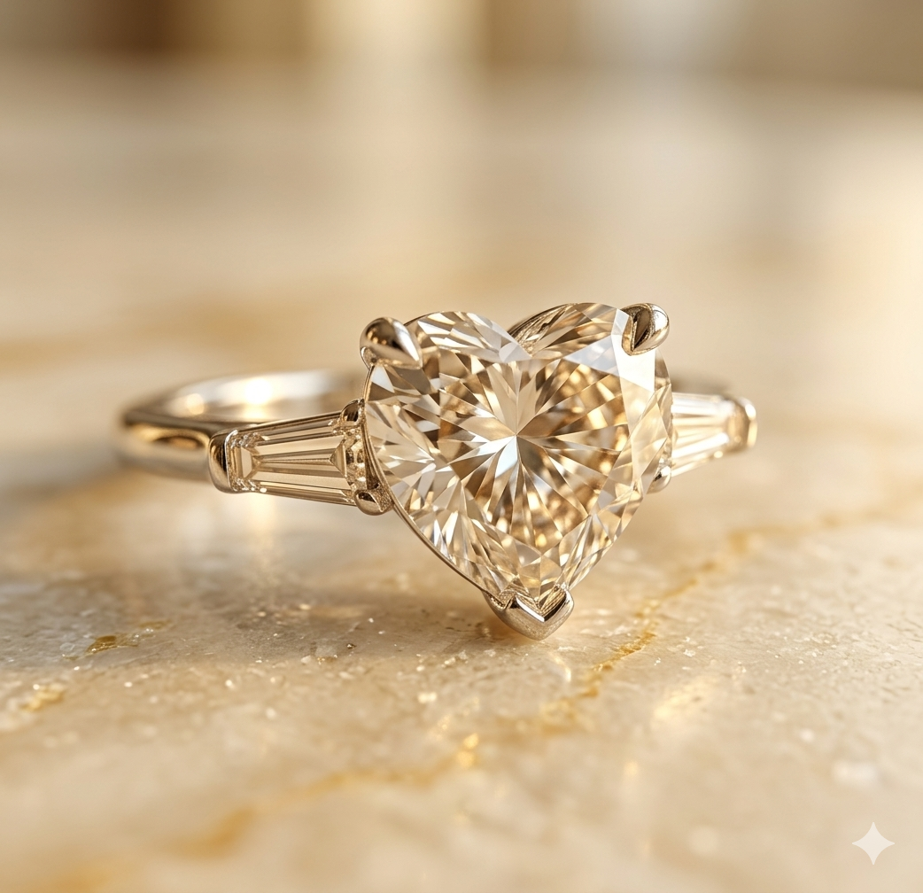925 Silver Heart Cut VVS Moissanite Ring (Size 6)