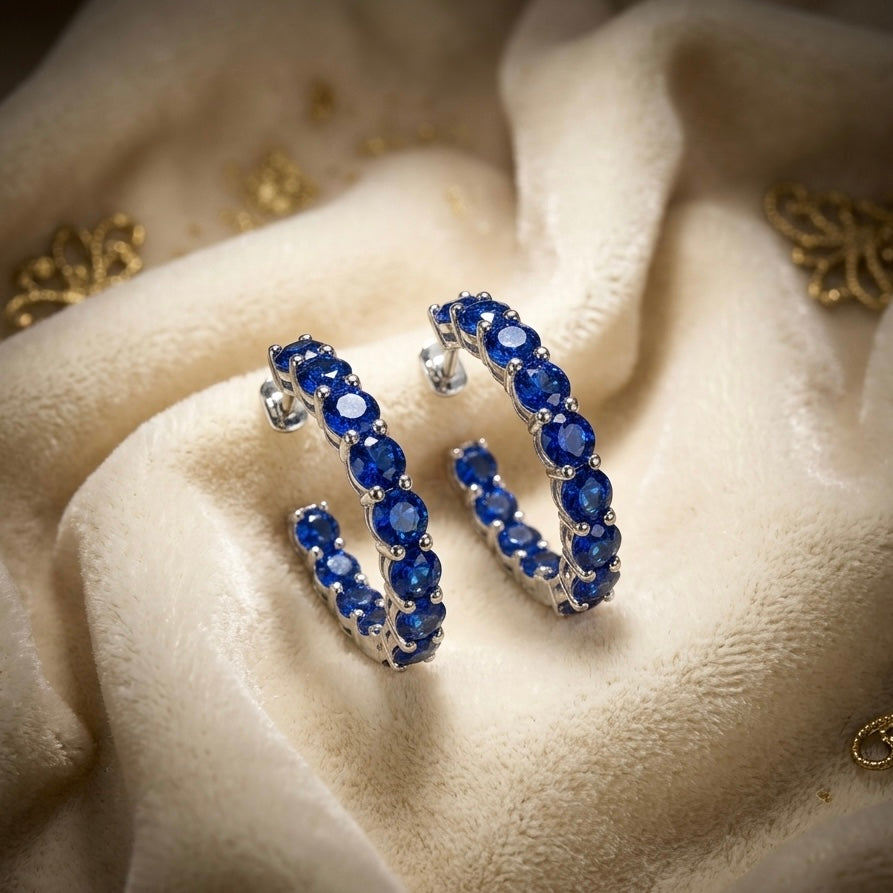 Royal Blue 925 Silver Stone Earrings