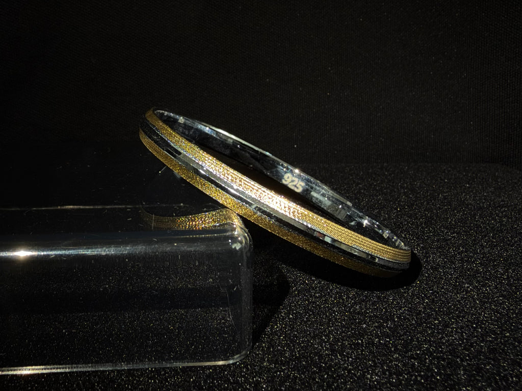 925 Silver with Gold Accents Men’s Kada