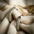 Classic Silver Hoop Earrings with High-Quality Stones