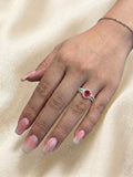 Ruby Halo Ring in 925 Silver (Size-8)
