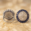 Royal Blue Halo Ring in 925 Silver (Size-8)
