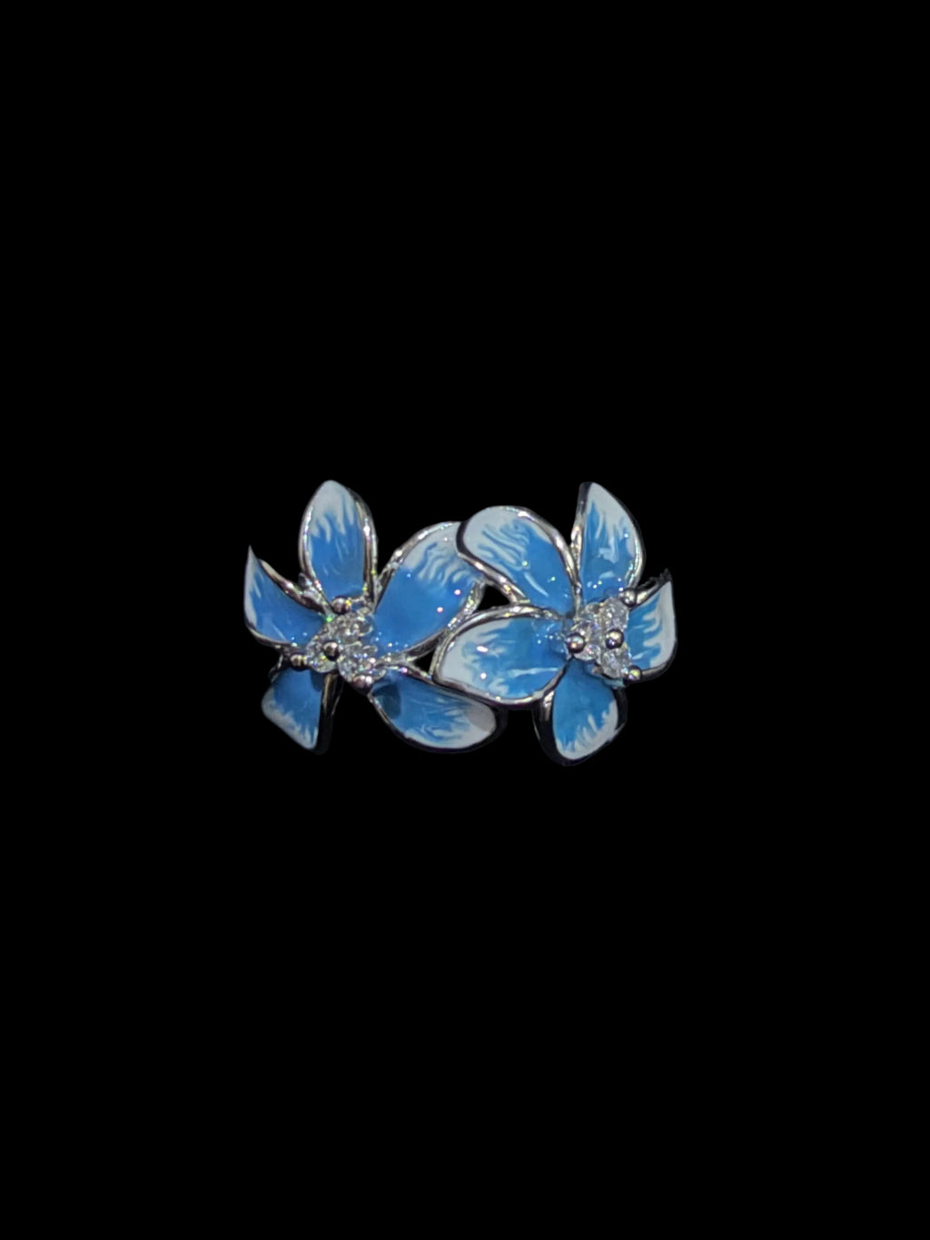 Double Blossom Floral Ring in 925 Silver (Size-8)