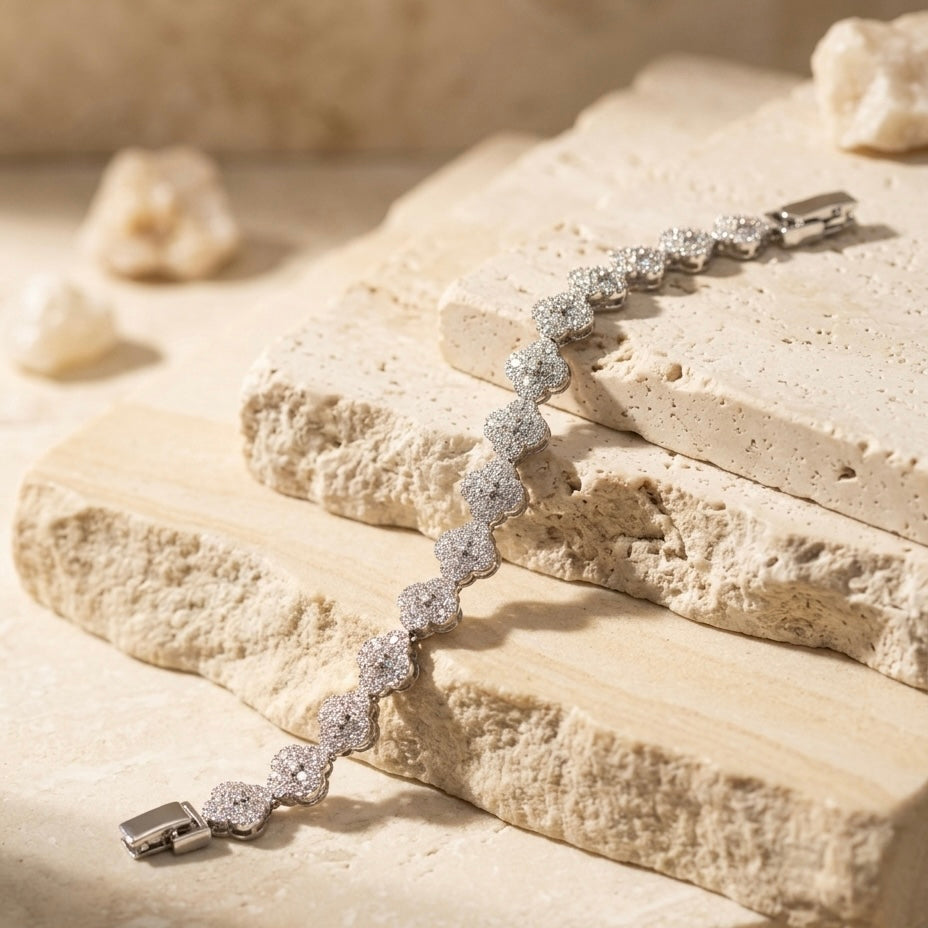 925 Silver Triangle Link Tennis Bracelet