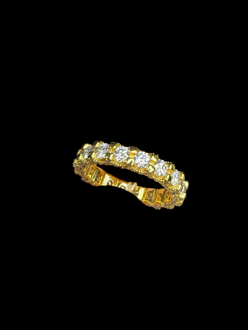 925 Silver Gold Plated VVS Moissanite Eternity Ring (Size 8)