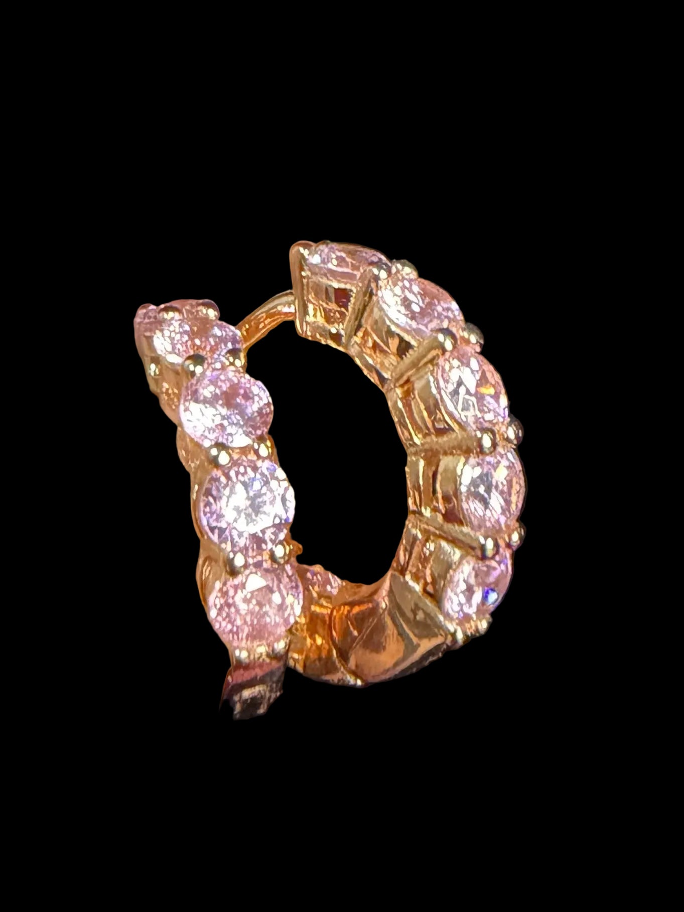 Pink Stone Silver Bali Earrings