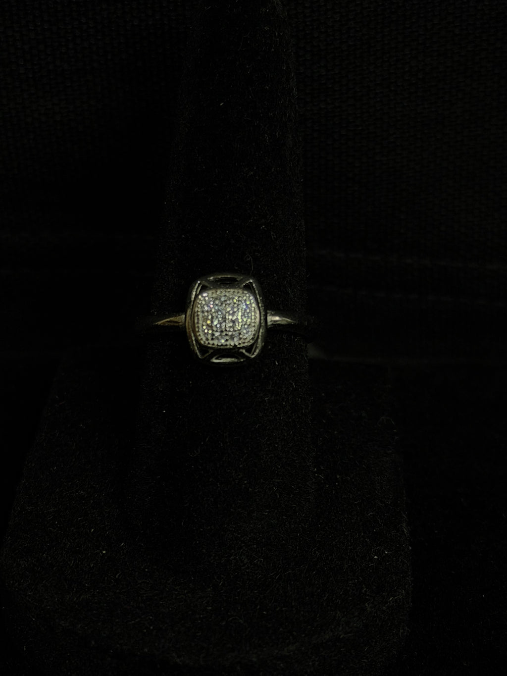 Cushion Halo Ring in 925 Silver with CZ Stones (Size-7)
