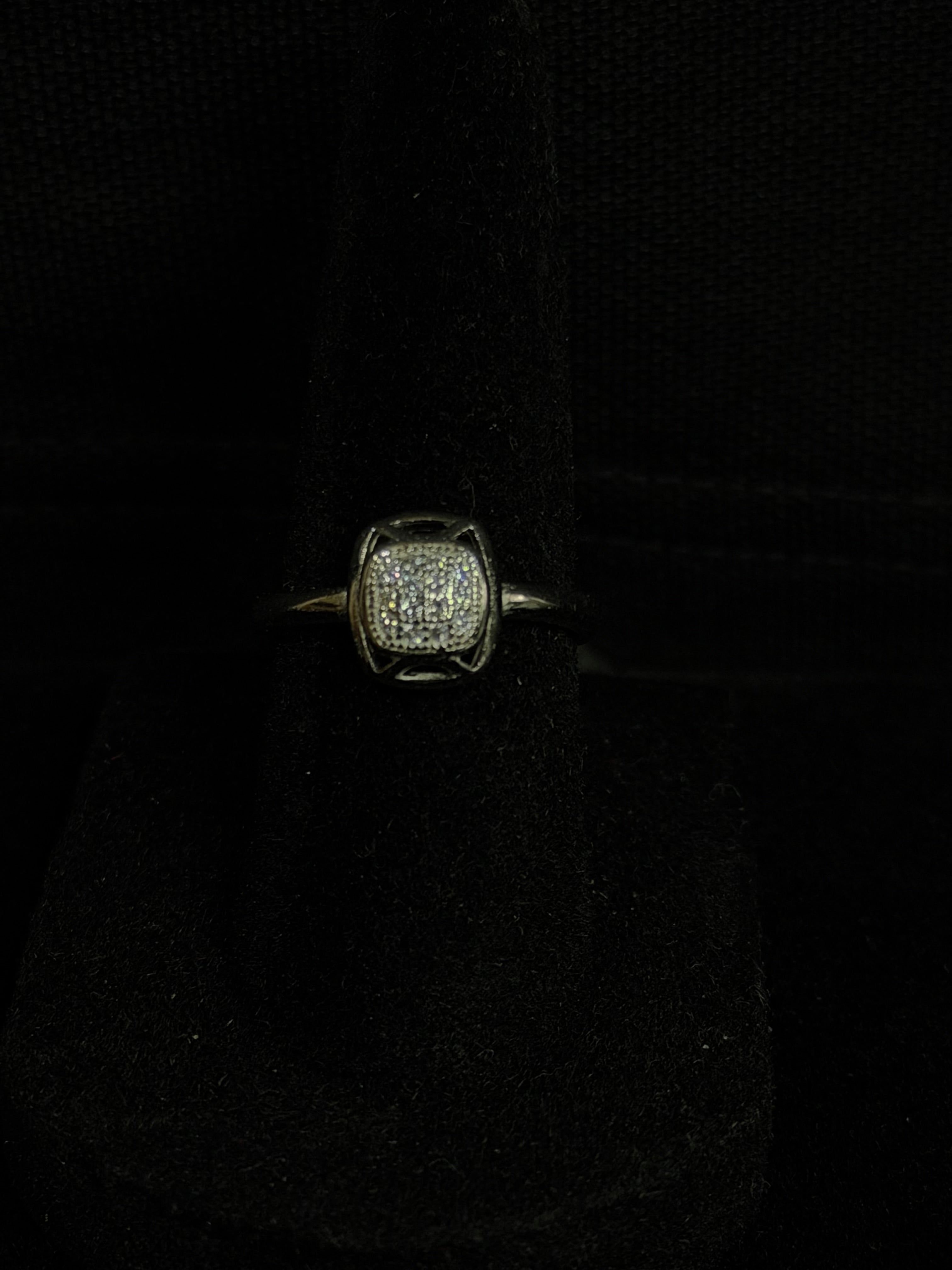Cushion Halo Ring in 925 Silver with CZ Stones (Size-7)