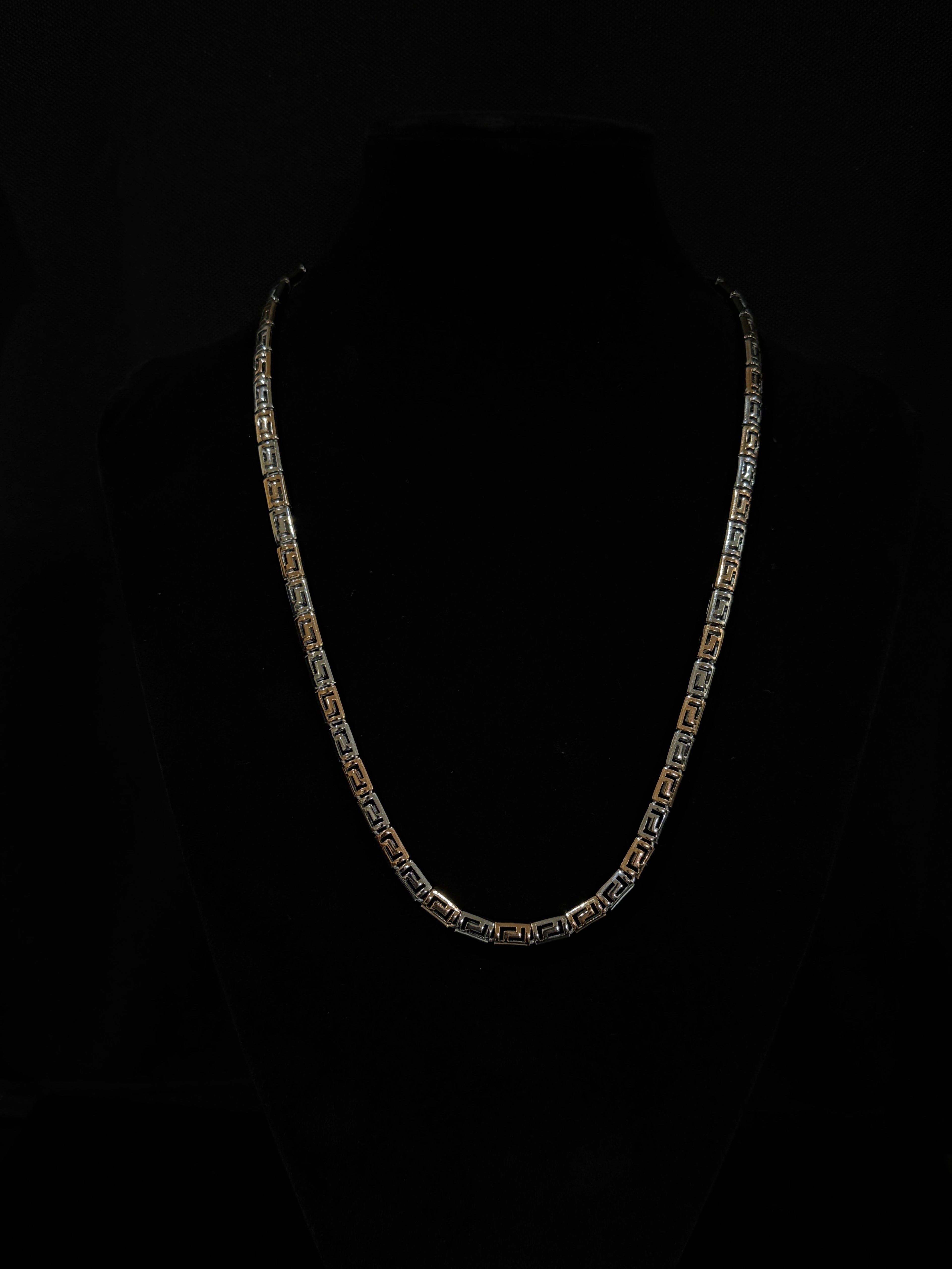 925 Silver Two Tone Greek Link Chain | 22 inch
