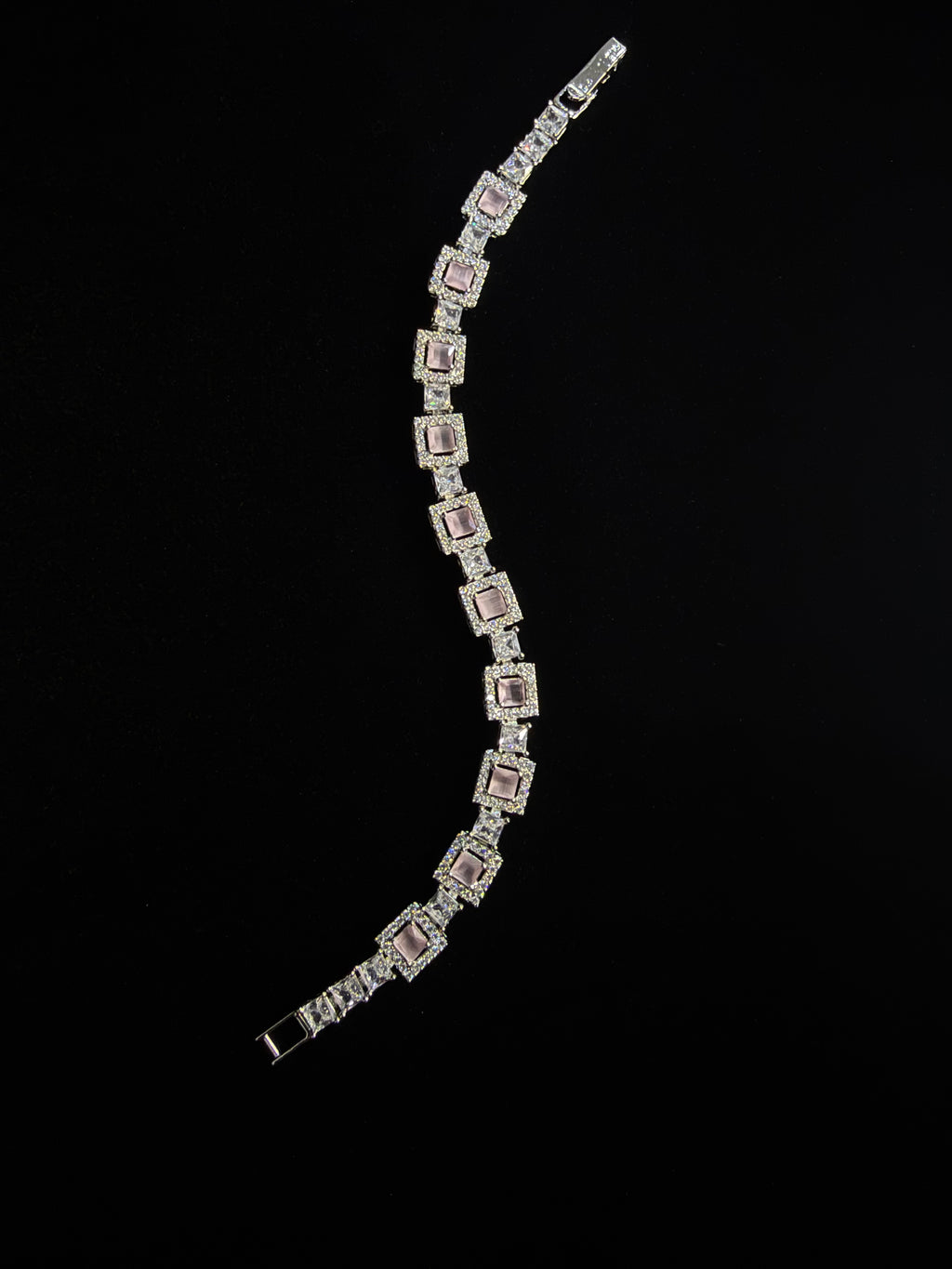 925 Silver Pink Stone Tennis Bracelet – Rhodium Plated Women’s Bracelet