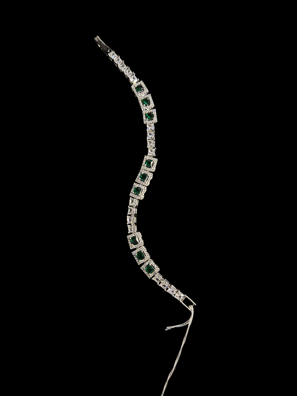 925 Silver Emerald Look Tennis Bracelet – Rhodium Plated Women’s Bracelet