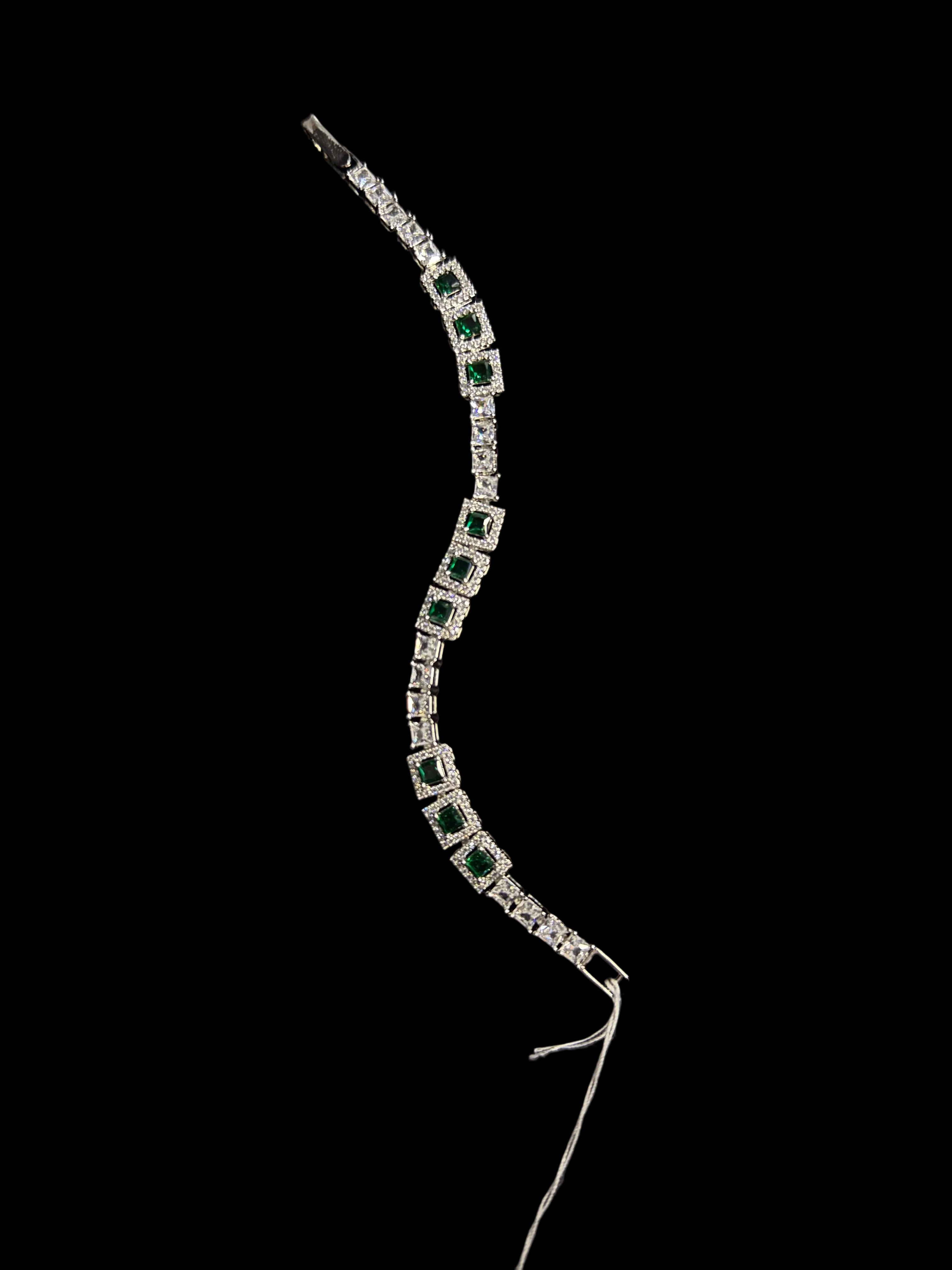 925 Silver Emerald Look Tennis Bracelet – Rhodium Plated Women’s Bracelet