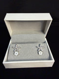 Floral Drop Earrings in 925 Silver with CZ Stones