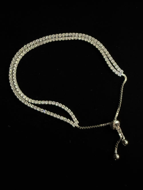 925 Silver Double Row Adjustable Tennis Bracelet