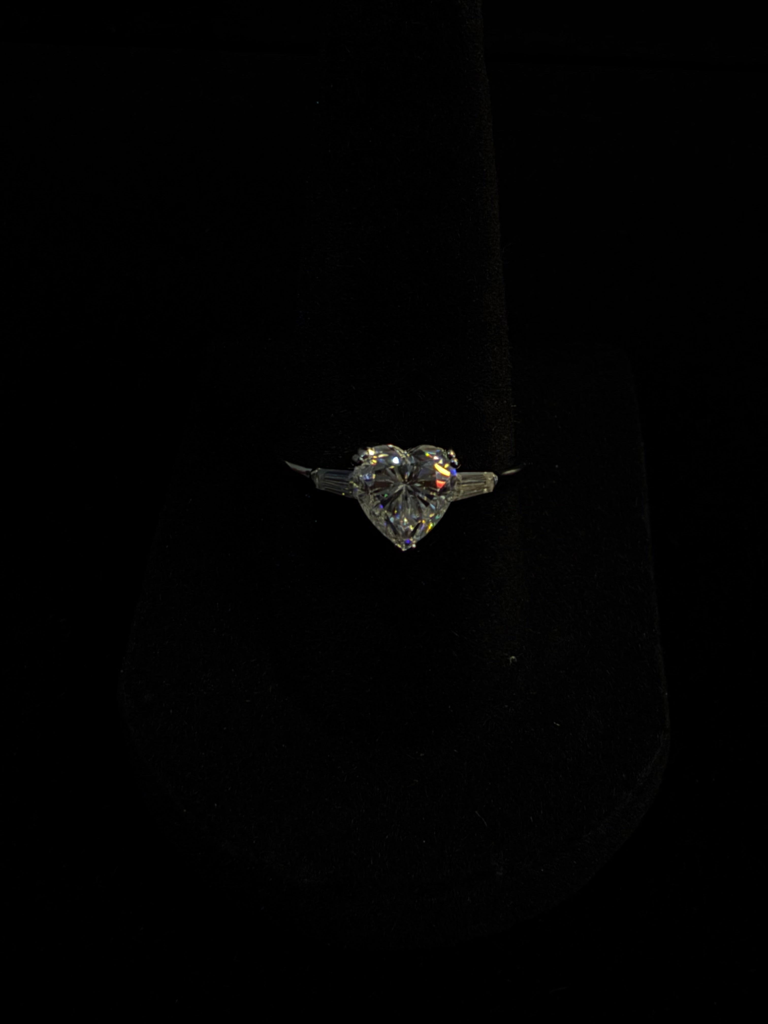 925 Silver Heart Cut VVS Moissanite Ring (Size 6)