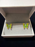 Butterfly Enamel Earrings in 925 Silver